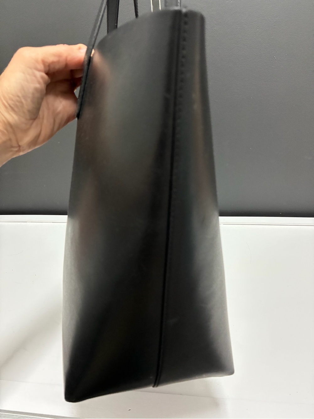 Mansur Gavriel Black Leather Tote with Blue Interior - Picture 4 of 9